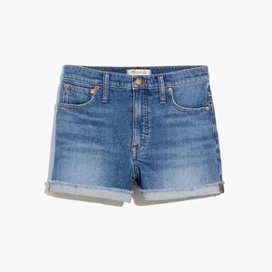 MADEWELL High Rise Denim Shorts Classic Blue Jean Short w Frayed Hem